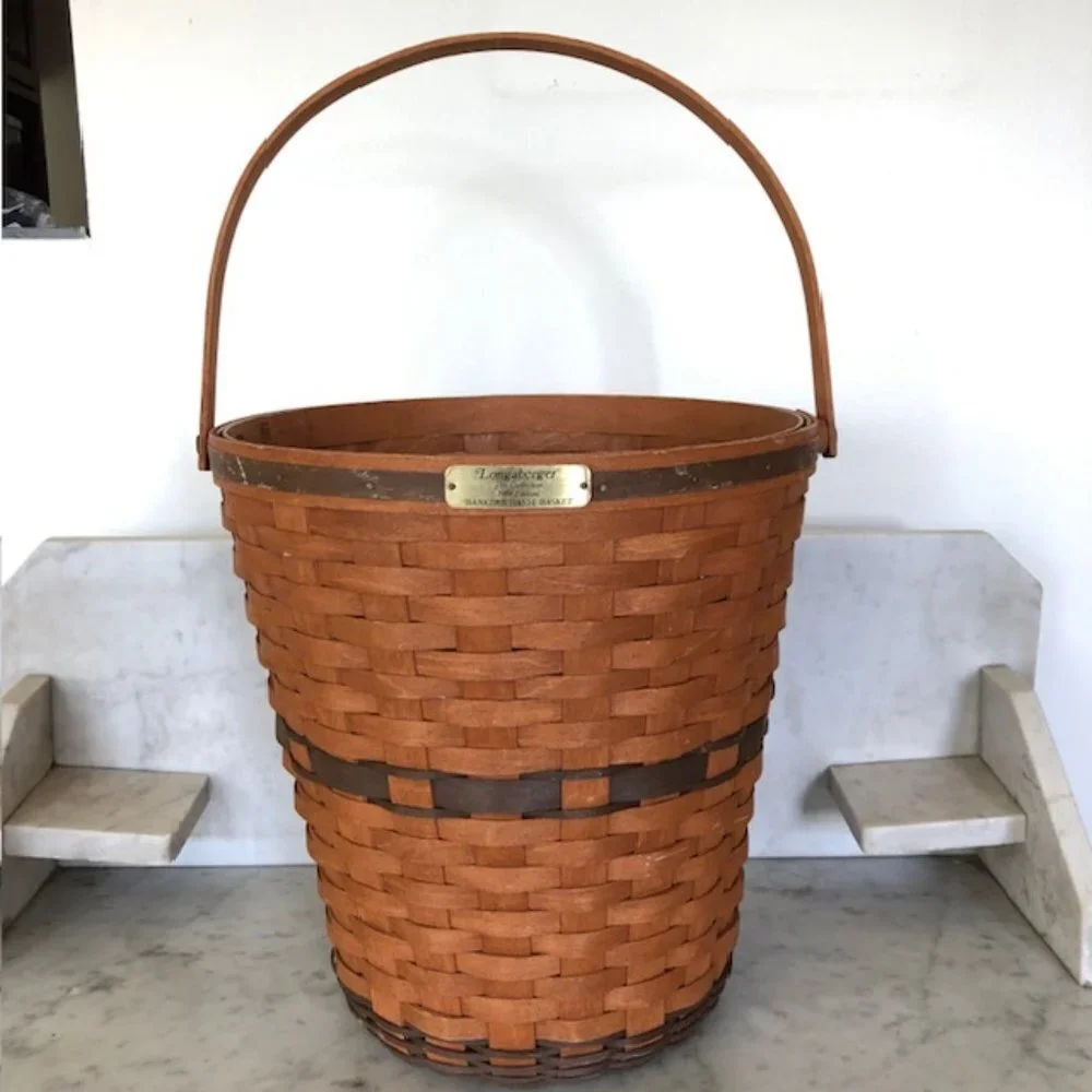 LONGABERGER 1989 J W Bankers Waste Collectible Basket Signed Blue Accent…